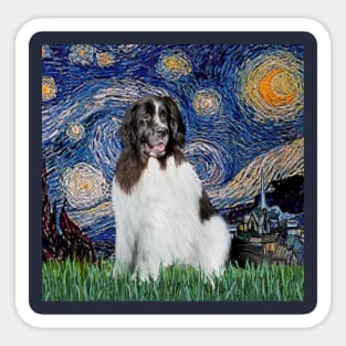 Starry Night Adapted to Include a Newfoundland Landseer Sticker